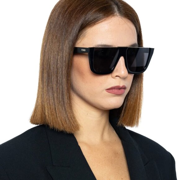Fendi FE40136I 53A Sunglasses Havana Shield Frame, Grey Lenses main image 10